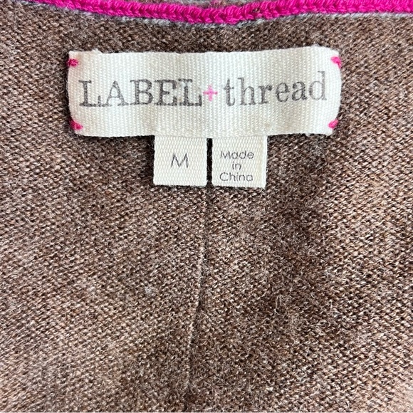 Label + thread Brown 100% Cashmere Cardigan Size Medium - Picture 6 of 7